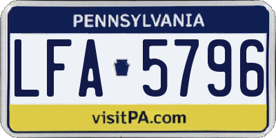 PA license plate LFA5796