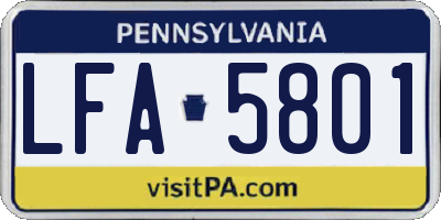 PA license plate LFA5801