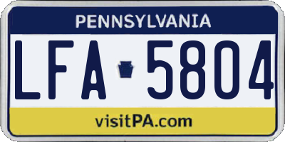 PA license plate LFA5804