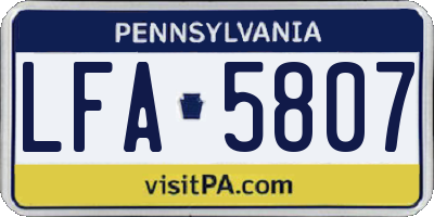 PA license plate LFA5807
