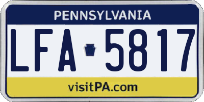 PA license plate LFA5817