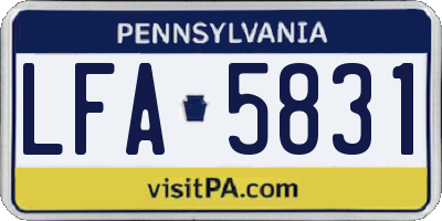 PA license plate LFA5831