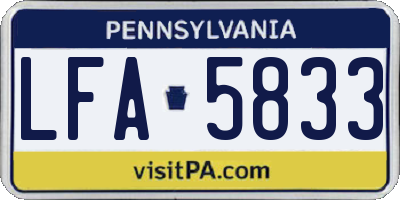 PA license plate LFA5833
