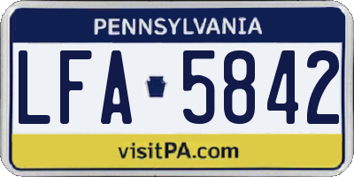 PA license plate LFA5842