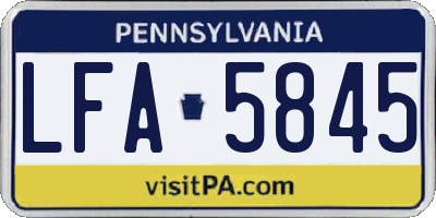 PA license plate LFA5845