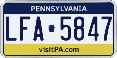 PA license plate LFA5847