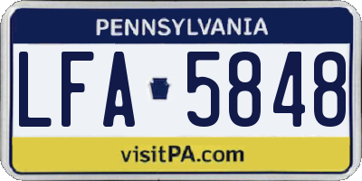 PA license plate LFA5848