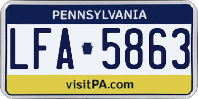 PA license plate LFA5863