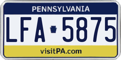 PA license plate LFA5875