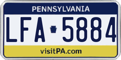 PA license plate LFA5884