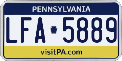 PA license plate LFA5889