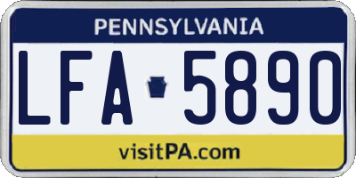 PA license plate LFA5890