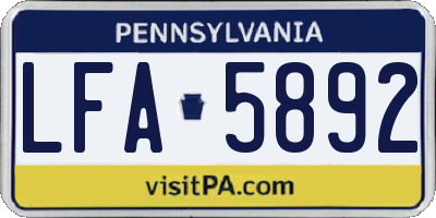 PA license plate LFA5892