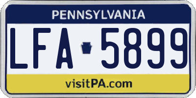 PA license plate LFA5899
