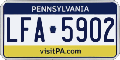 PA license plate LFA5902