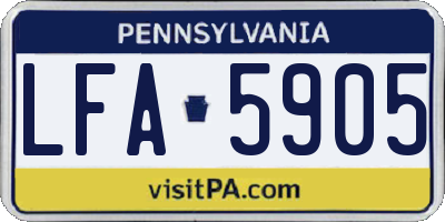 PA license plate LFA5905