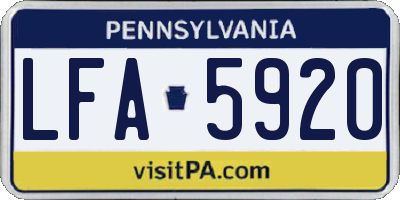 PA license plate LFA5920