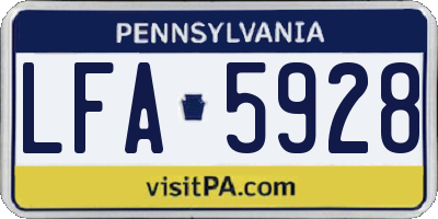 PA license plate LFA5928