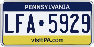 PA license plate LFA5929