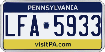 PA license plate LFA5933