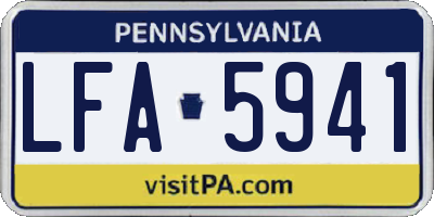 PA license plate LFA5941