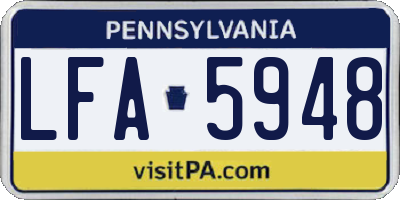 PA license plate LFA5948