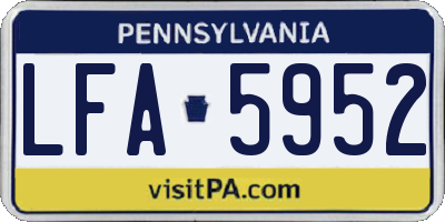 PA license plate LFA5952