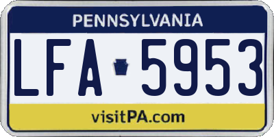PA license plate LFA5953