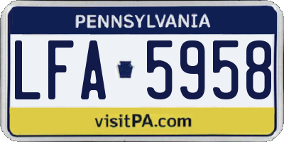PA license plate LFA5958