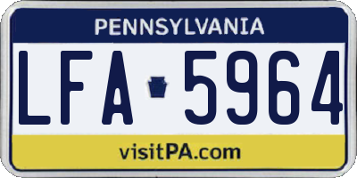 PA license plate LFA5964
