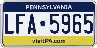 PA license plate LFA5965