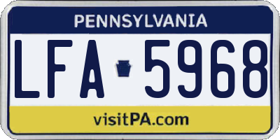 PA license plate LFA5968