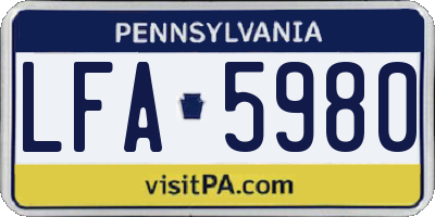 PA license plate LFA5980