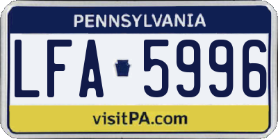 PA license plate LFA5996