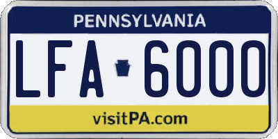 PA license plate LFA6000