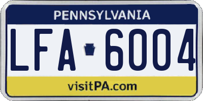 PA license plate LFA6004