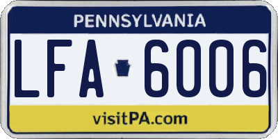 PA license plate LFA6006