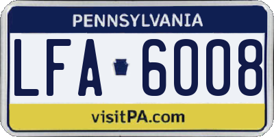 PA license plate LFA6008