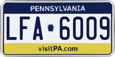 PA license plate LFA6009