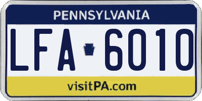 PA license plate LFA6010