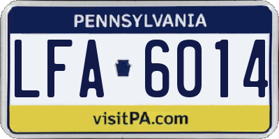 PA license plate LFA6014