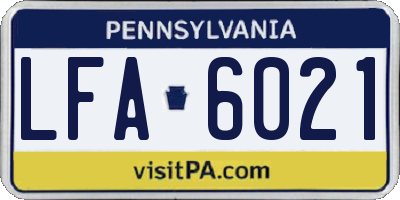 PA license plate LFA6021