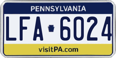 PA license plate LFA6024