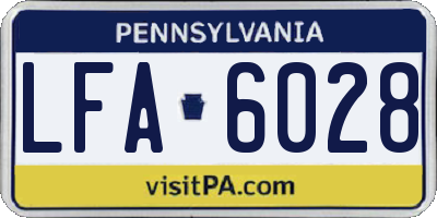 PA license plate LFA6028