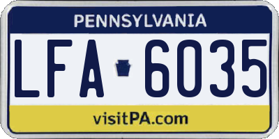 PA license plate LFA6035