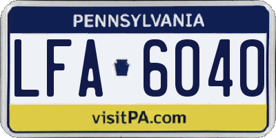 PA license plate LFA6040