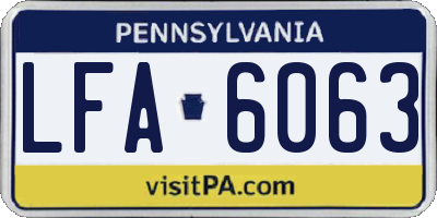 PA license plate LFA6063