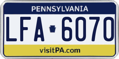 PA license plate LFA6070