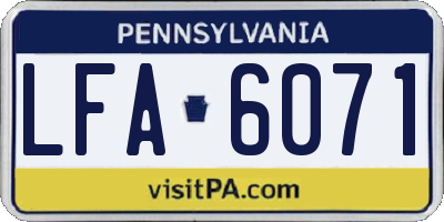 PA license plate LFA6071