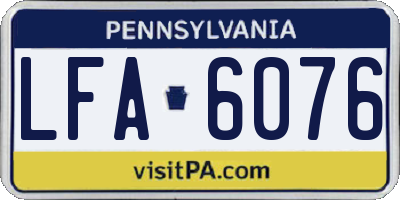 PA license plate LFA6076